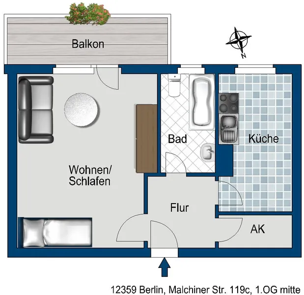 Attraktive 1-Zimmer-Wohnung in grüner Wohnlage von Berlin-Britz — photo 1